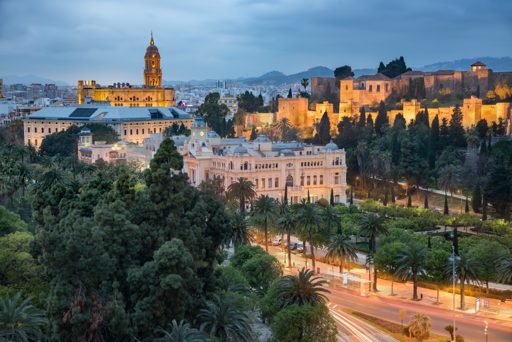 Lo skyline del centro storico di Malaga
