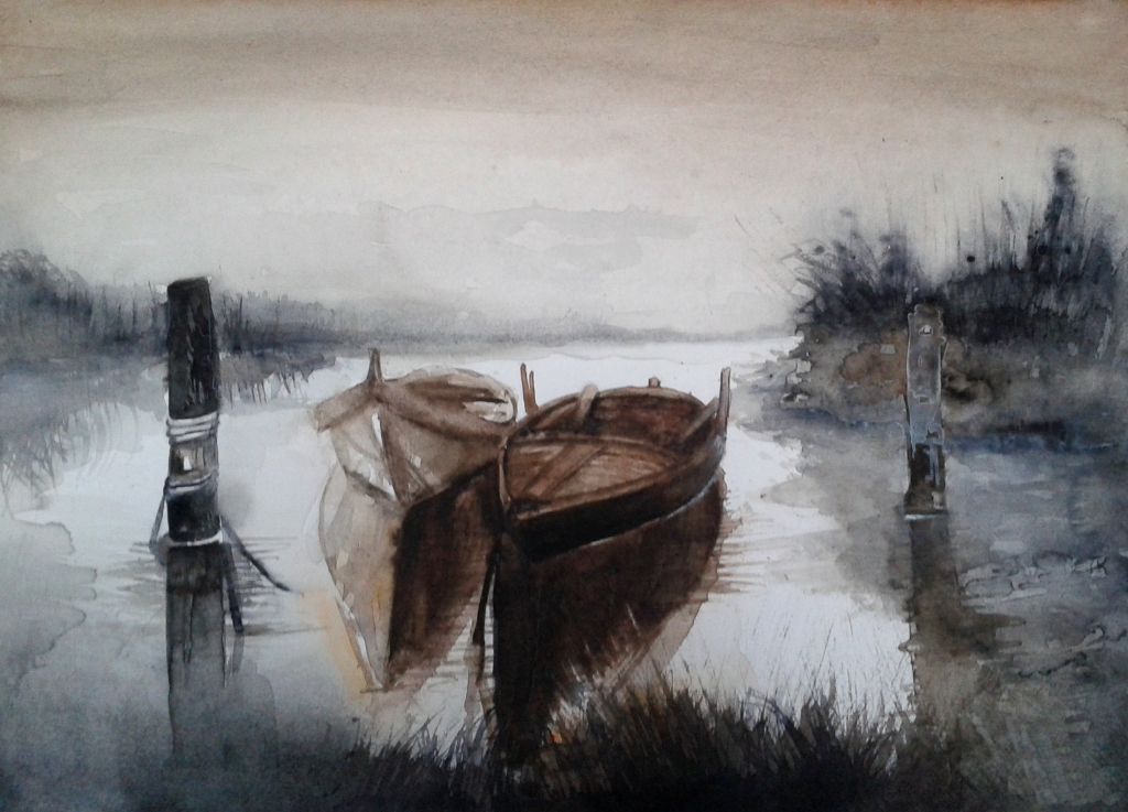 paesaggio con barche