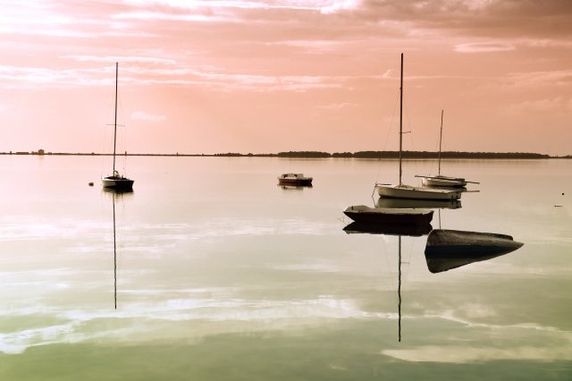 Le barche al tramonto