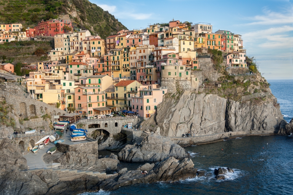 Manarola al tramonto, Cinque Terre, Liguria, Italia