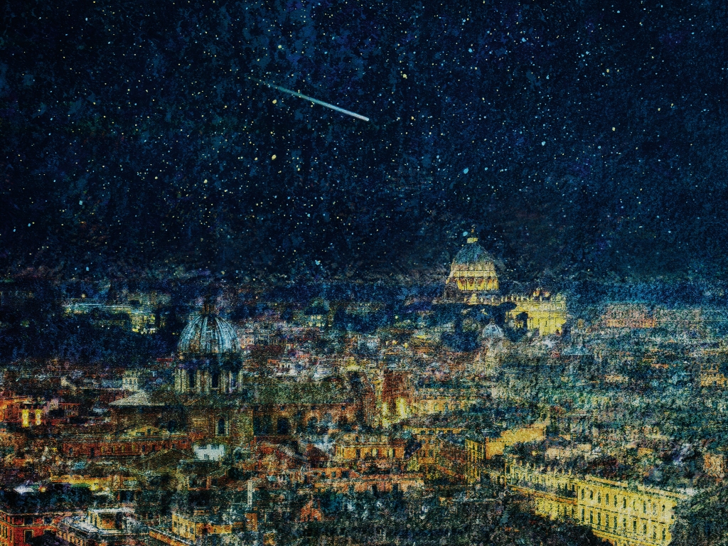 Veduta di Roma con stelle