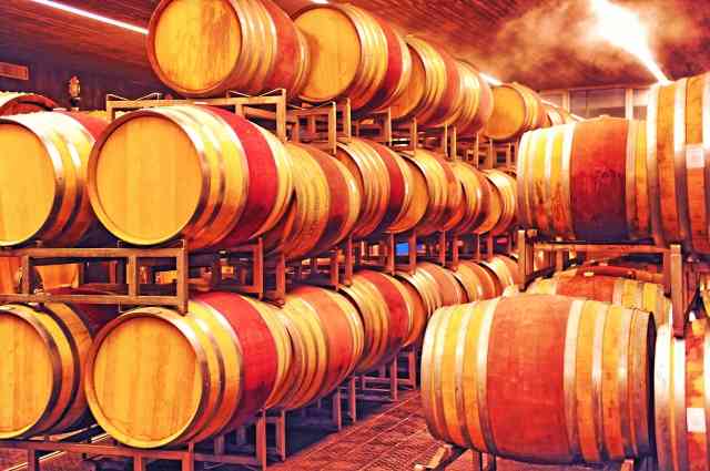 Cantina con botti di vino.