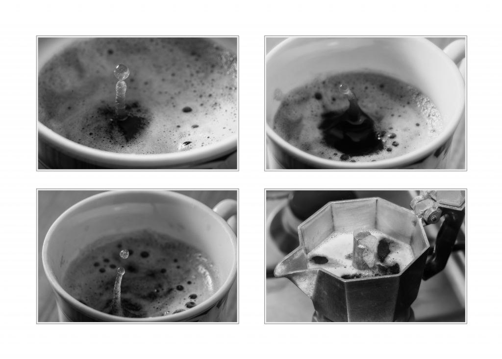 Sequenza di caffè in bianco e nero