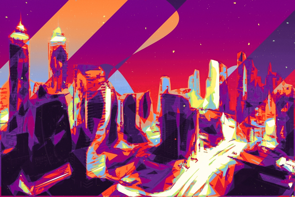 Palazzi in citta pop colors art