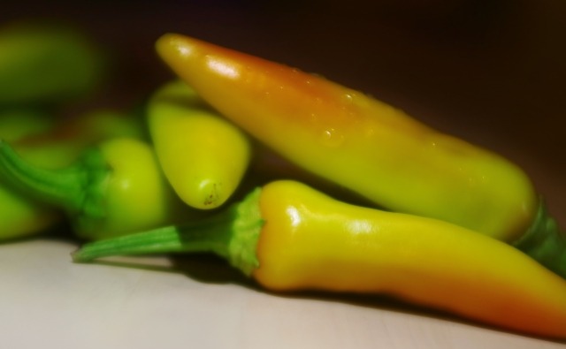 Yellow hot chili peppers