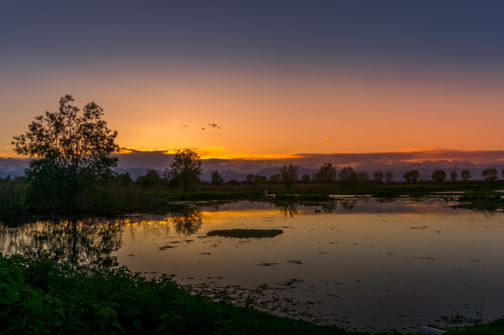 Panorama di Cuneo al tramonto