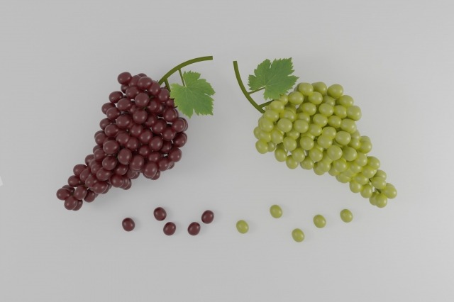 illustrazione 3d di grappoli d'uva bianca e nera