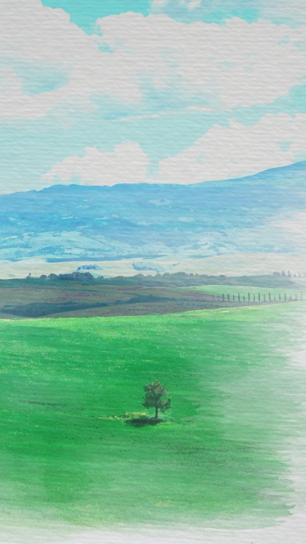 Watercolor painting of the Chianti hills