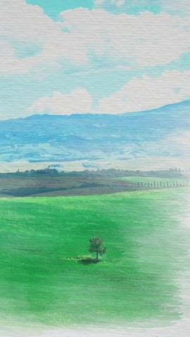 Watercolor painting of the Chianti hills
