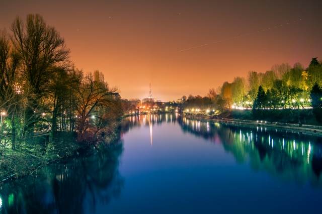 Panorama notturno di Torino