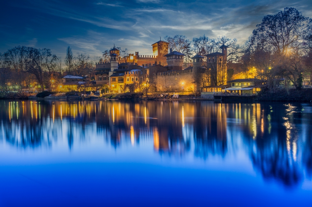 Panorama di Torino all'ora blu