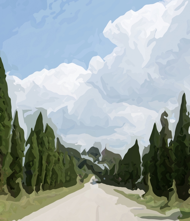 Strada tra colline e campi della Maremma