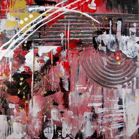 Peinture abstraite rouge et noir