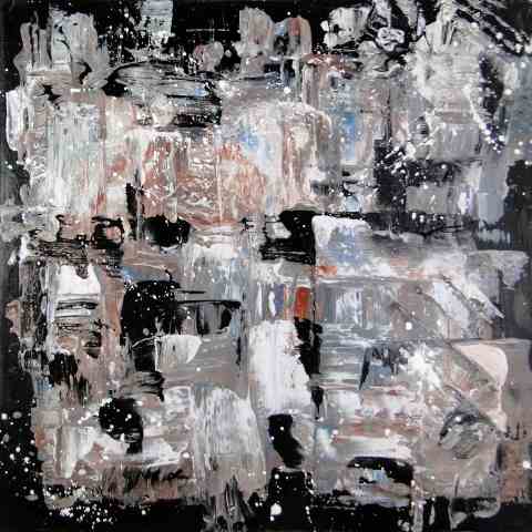 Pienture abstraite art moderne noir blanc brun