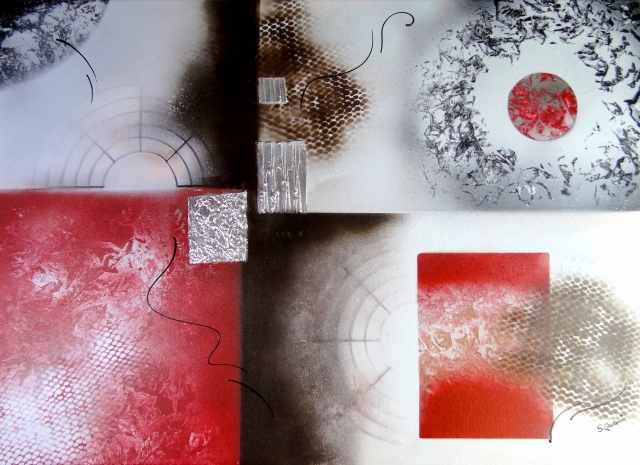 Pittura astratta spray arte rossa