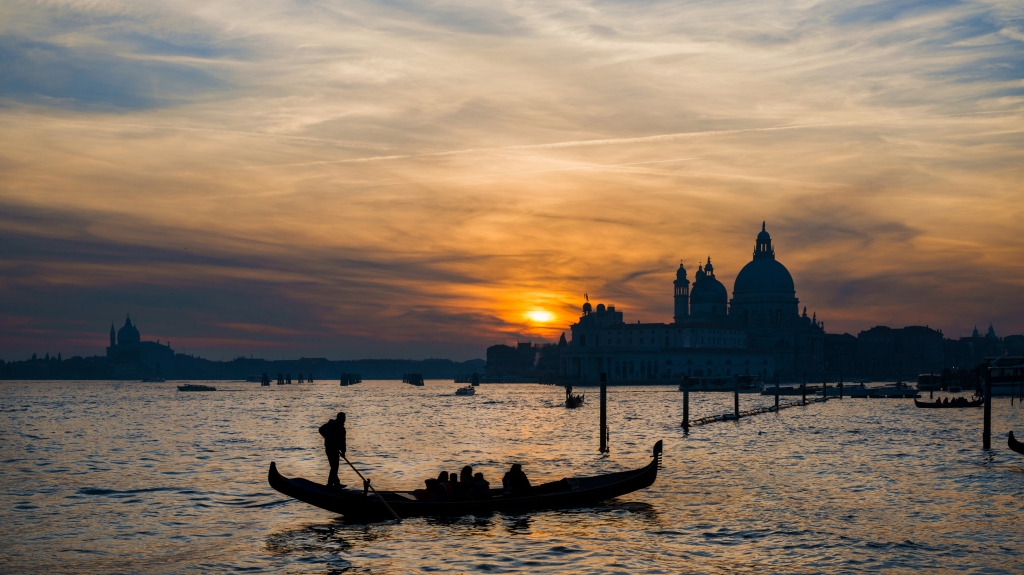 Laguna di Venezia al tramonto