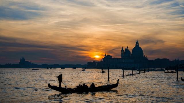 Laguna di Venezia al tramonto