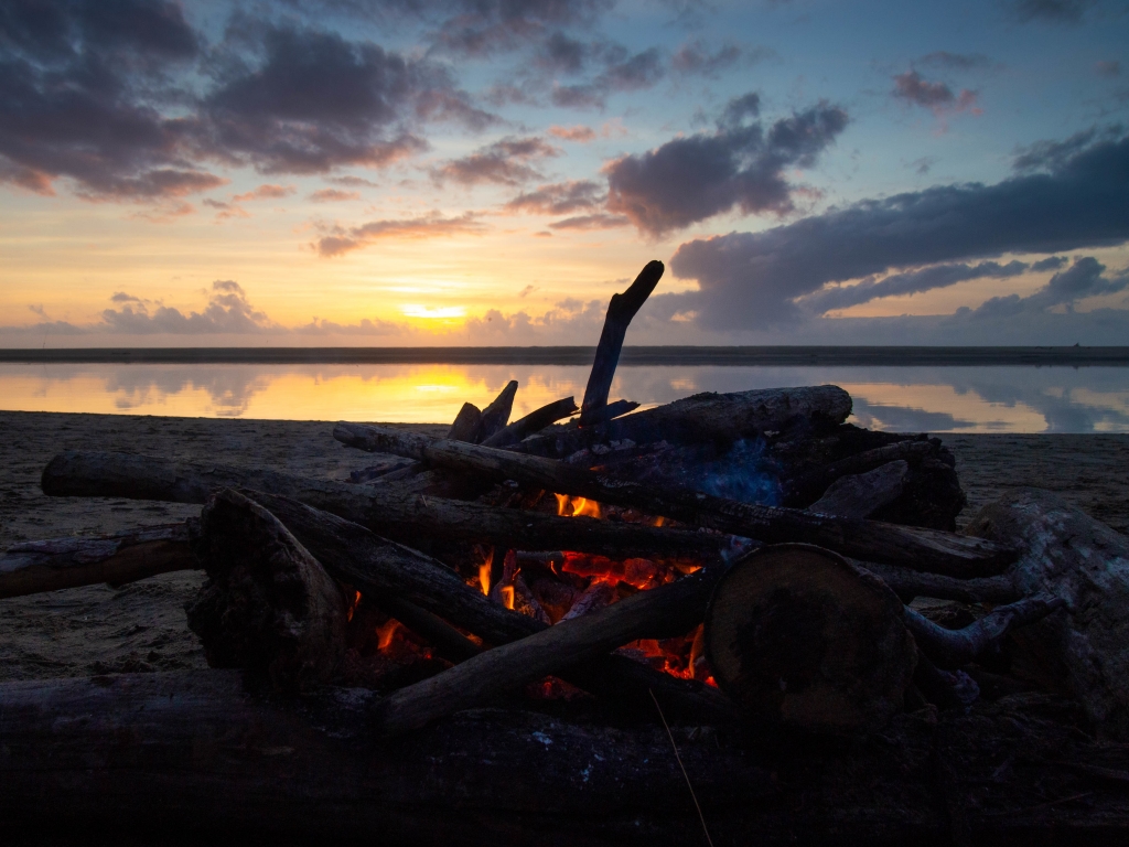 Fire on the beach