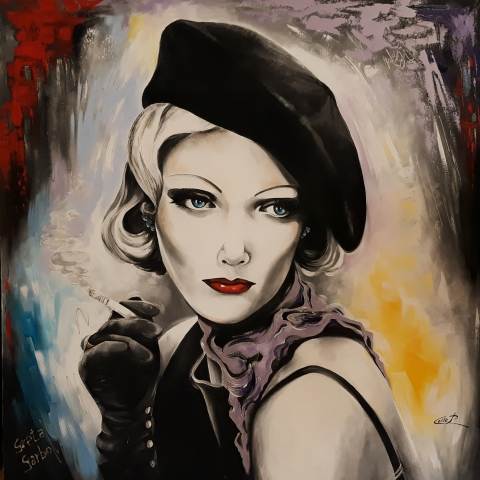 Greta Garbo  dipinto  pop art su tela   del m° PASQUALE Colle