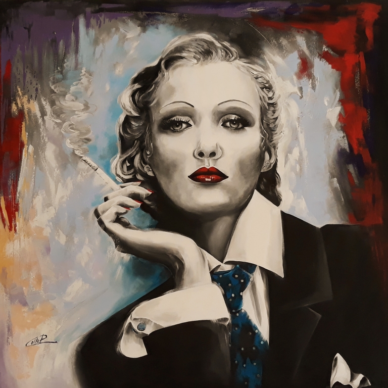 MARLENE DIETRICH occhi di ghiaccio dipinto di pasquale colle