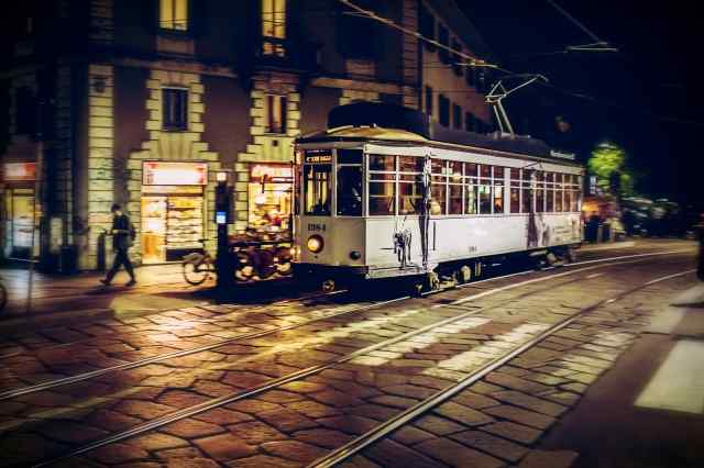 white tram Milano