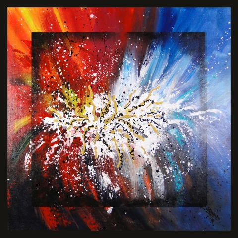 Quadro astratto moderno colorato "Implosion"