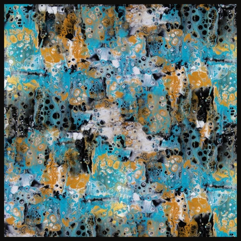 grande pittura pittura acrilica versando blu turchese astratto