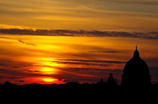 Romantico tramonto romano