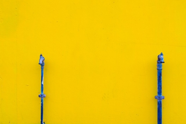 Blue Pipes On Yellow