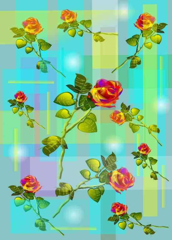 Rose su sfondo geometrico