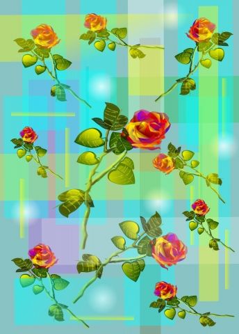 Rose su sfondo geometrico