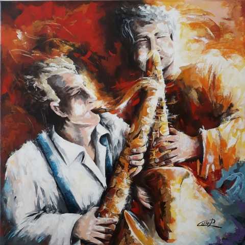 Jazz music Duo dipinto del M° pasquale COLLE