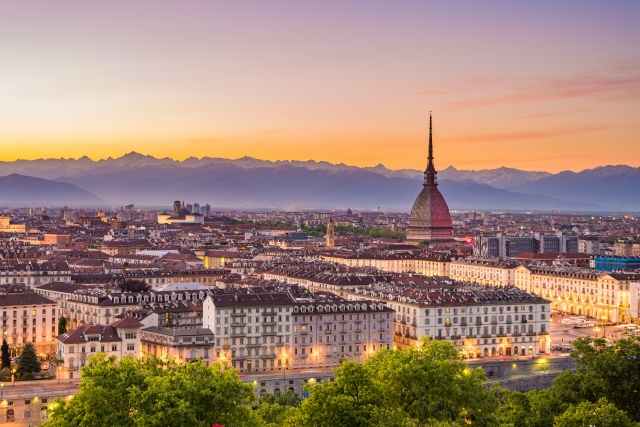 Torino - Italia (Turin, Italy): city panorama at sunset