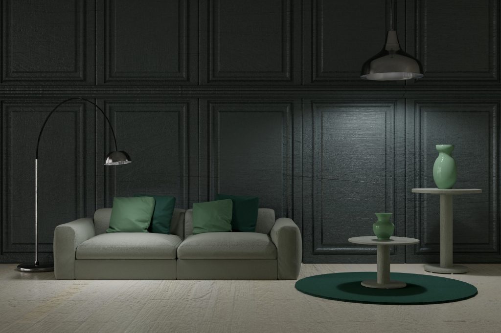 Salotto in luce lampade