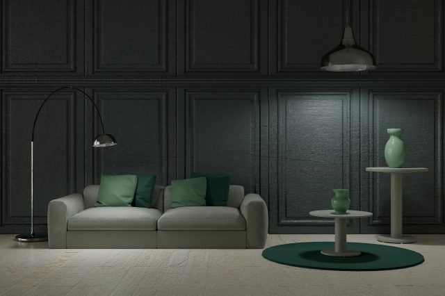 Salotto in luce lampade