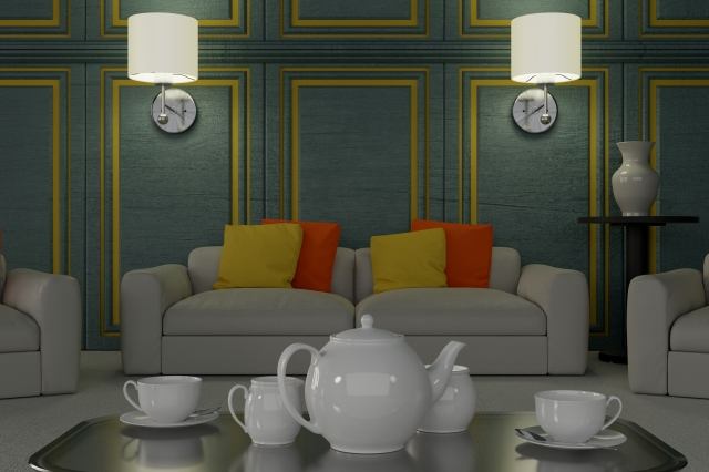 Té in accogliente salotto.
