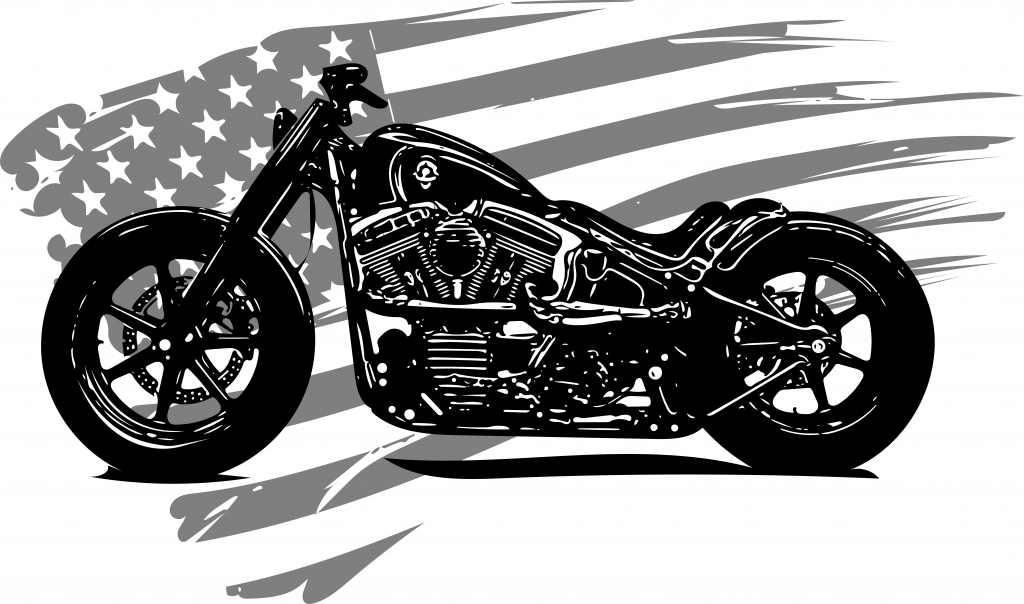 motocicletta con bandiera americana