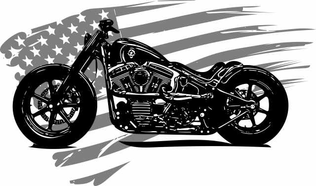 motocicletta con bandiera americana