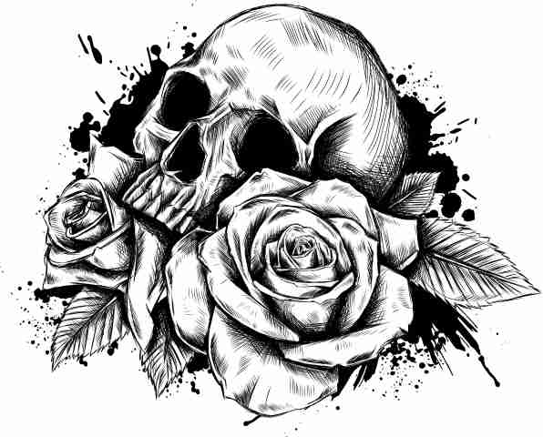 teschio con rose
