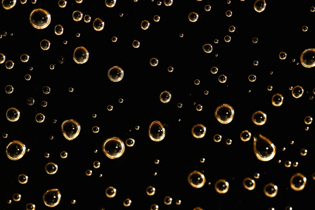 Water drops on dark