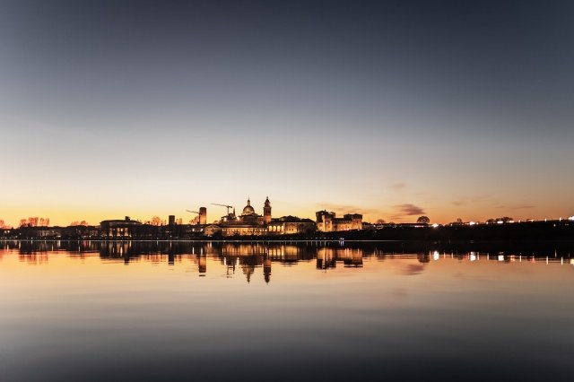 Mantova (Mantua, Italy), old town skyline at sunset.