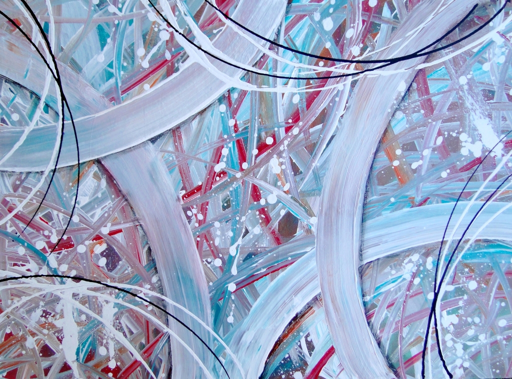 Pittura astratta, toni pastello curvi contemporanei e moderni