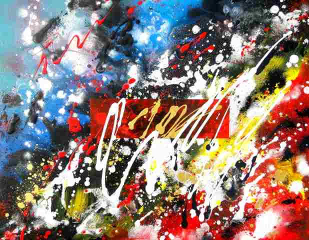 Pittura astratta originale e moderna di colori luminosi