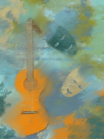 Guitar and masks fantasy