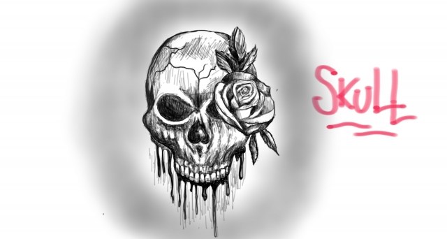 Tattoo teschio con rosa