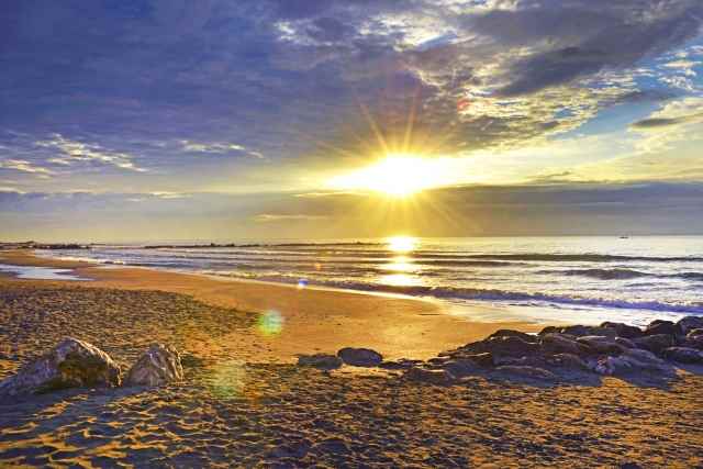 Camargue, alba sulla spiaggia.