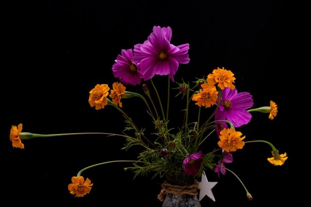 Un vaso di fiori colorati
