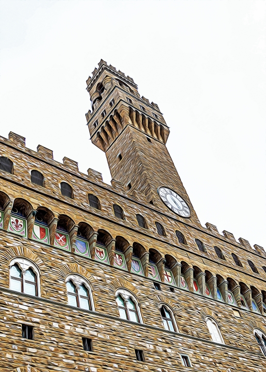 In centro a Firenze in un giorno grigio