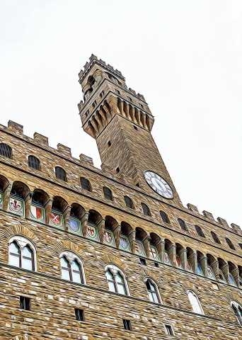 In centro a Firenze in un giorno grigio