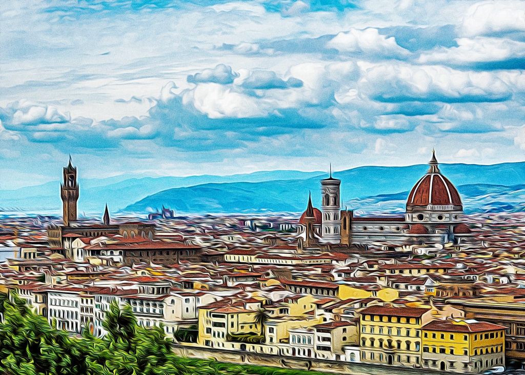 Firenze, panorama di pioggia